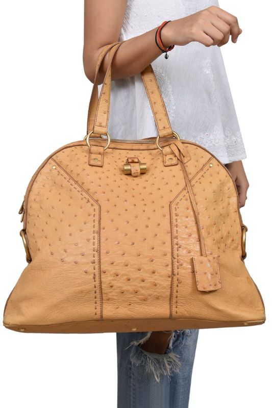 YSL Ostrich Muse Handbag