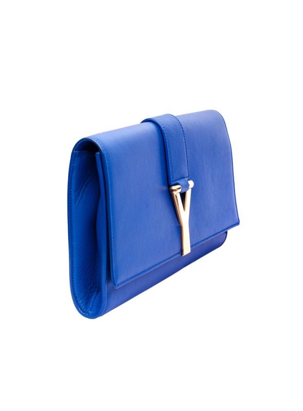 YSL PLAIN LEATHER Y LINGE CLUTCH