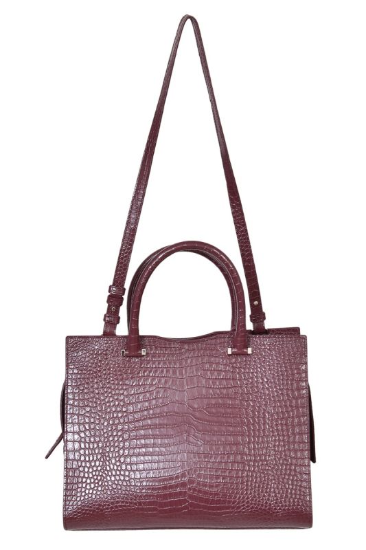 YSL Uptown Medium Croc Effect Clutch Handbag