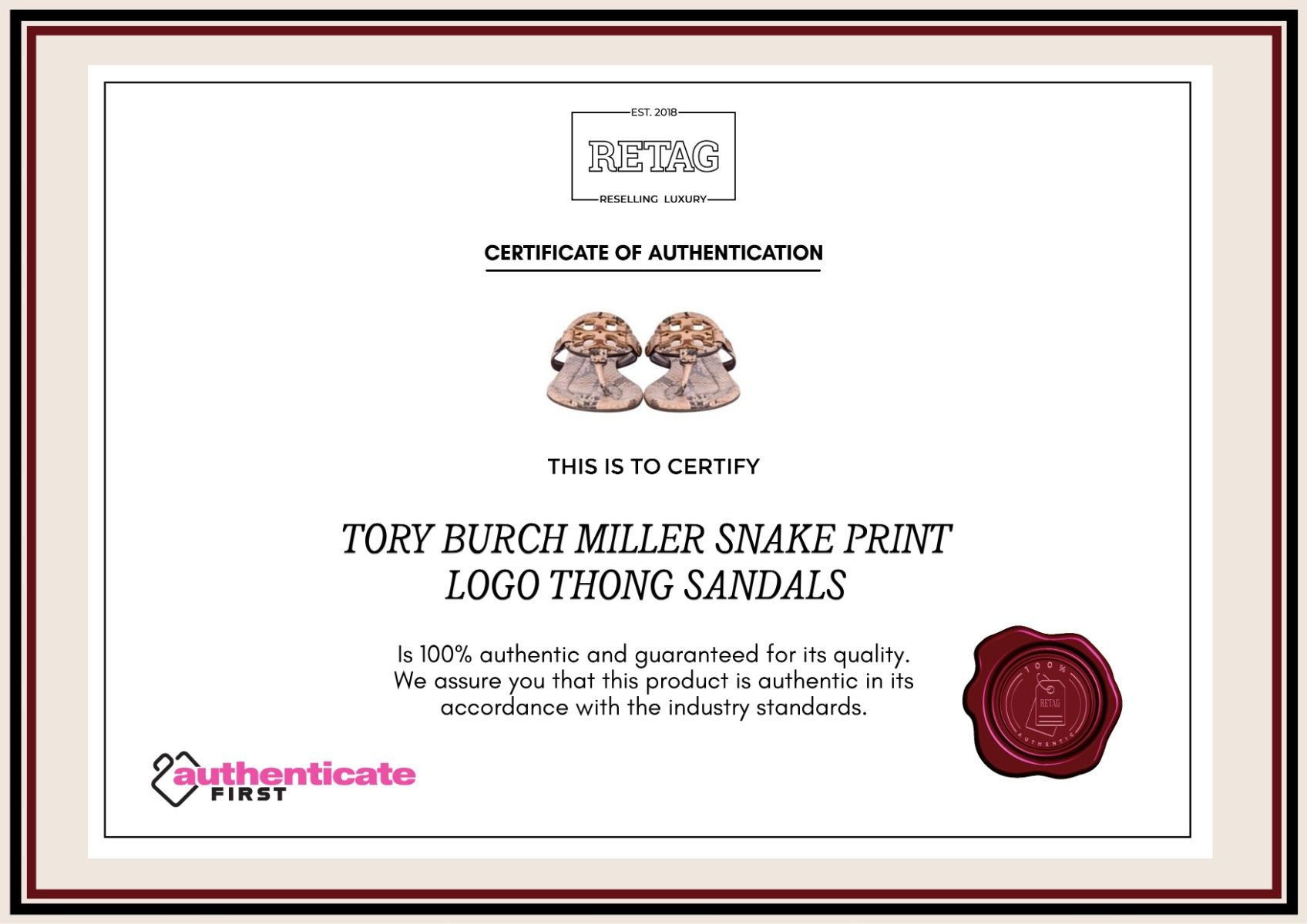 Tory Burch Miller Snake Print Logo Thong Sandals