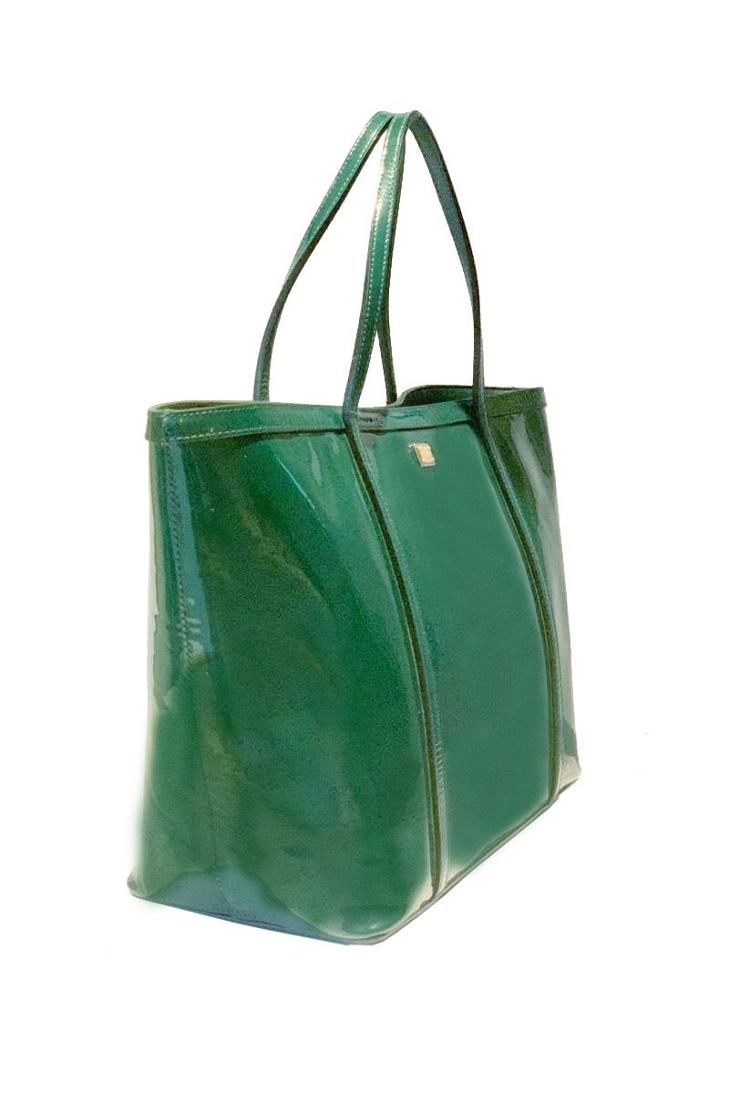 Dolce Gabbana Green Patent Leather Tote Bag