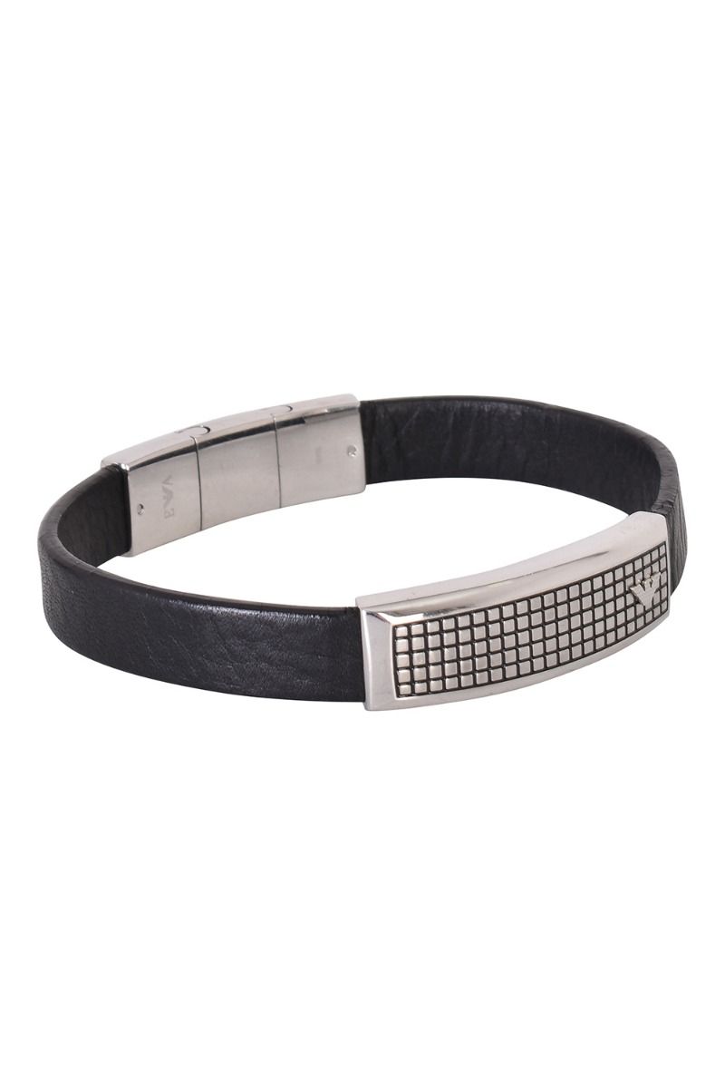 Armani mens leather bracelet on sale
