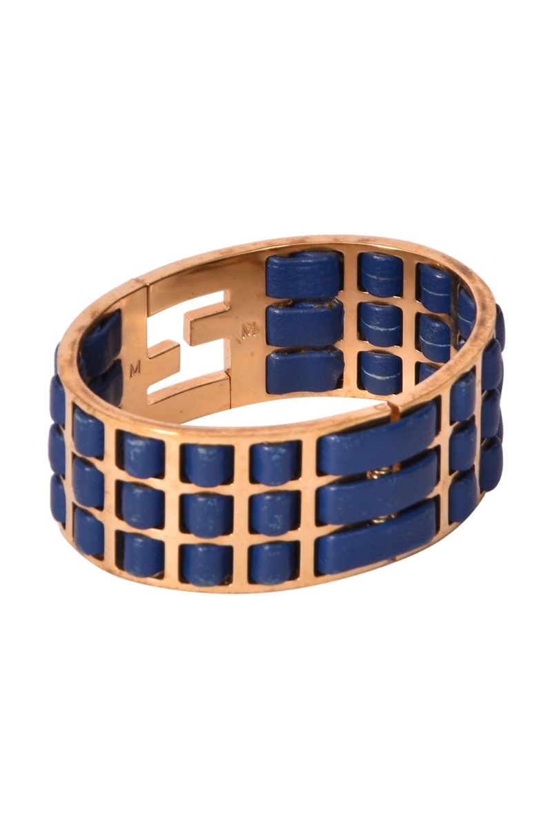 FENDI Brass Enamel FF Bracelet L Gold Pink 1124336 | FASHIONPHILE