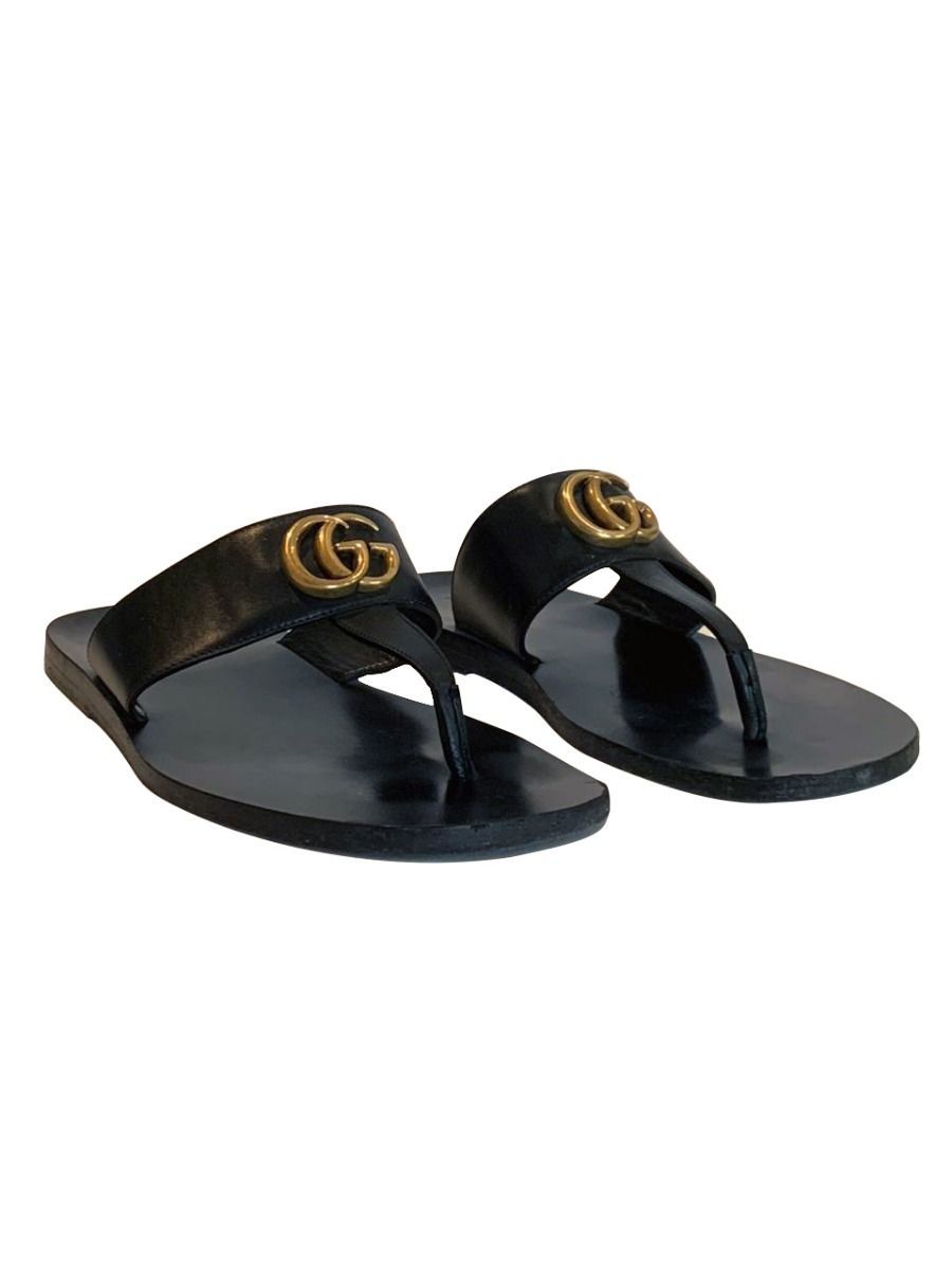 Black gucci flip flops on sale