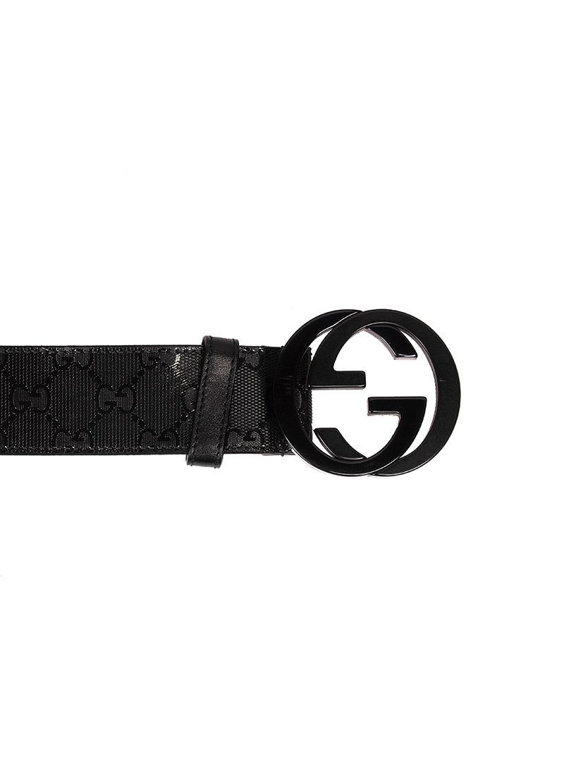 Gucci Black Gucci Gg Imprime Shiny Belt