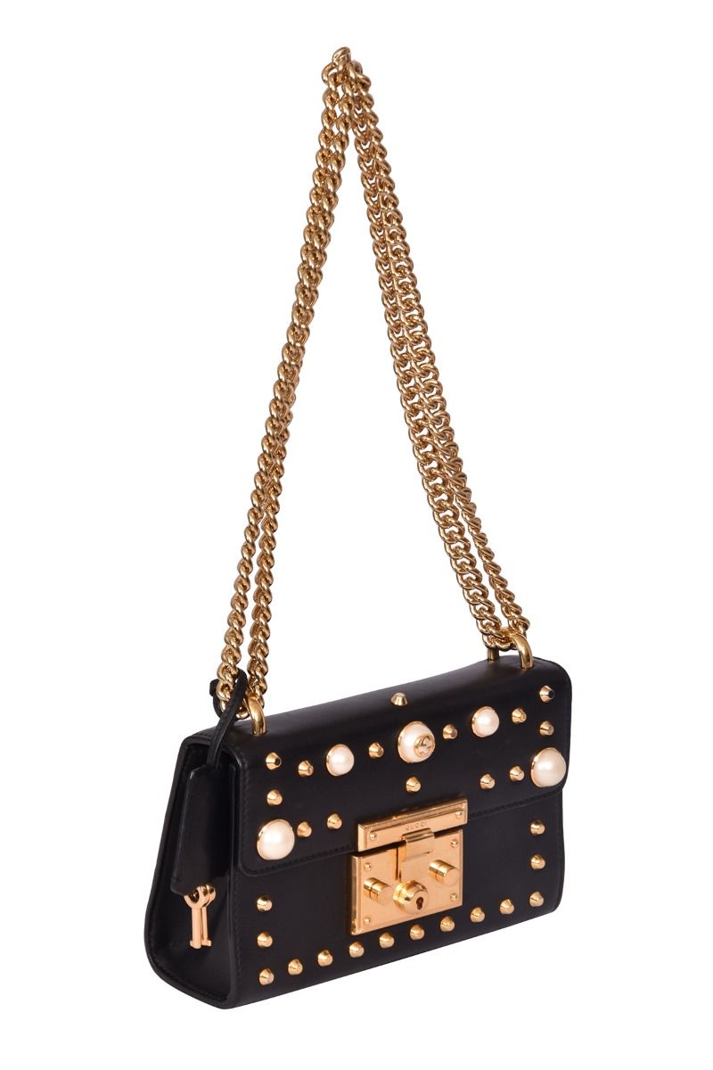 Gucci Black Small Studded Padlock Crossbody Bag