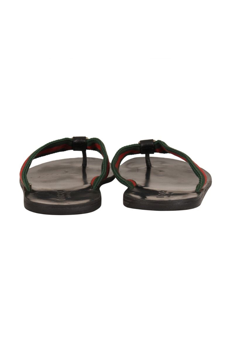 Black Leather Thong Sandal With Double G | GUCCI® US