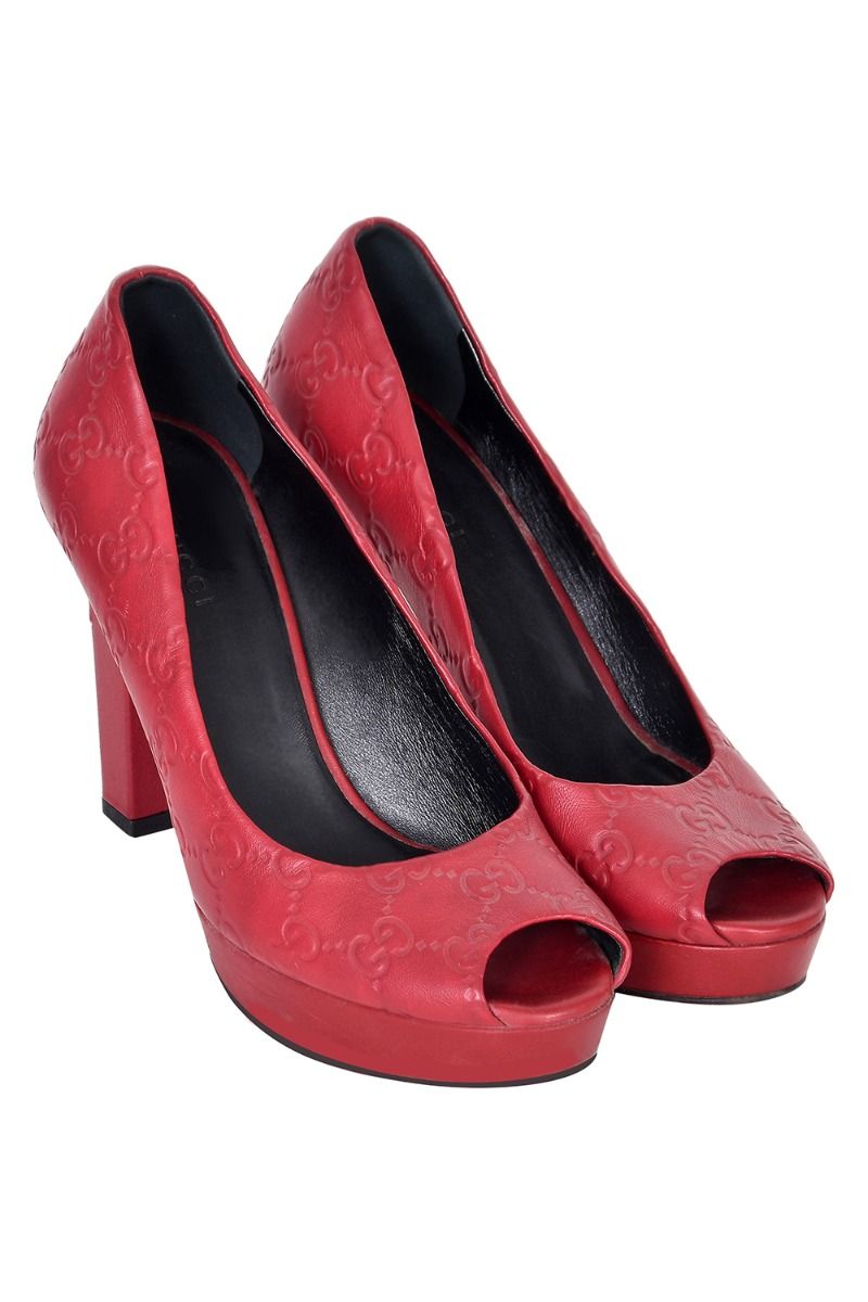 Gucci Guccissima GG Peep Toe Pumps