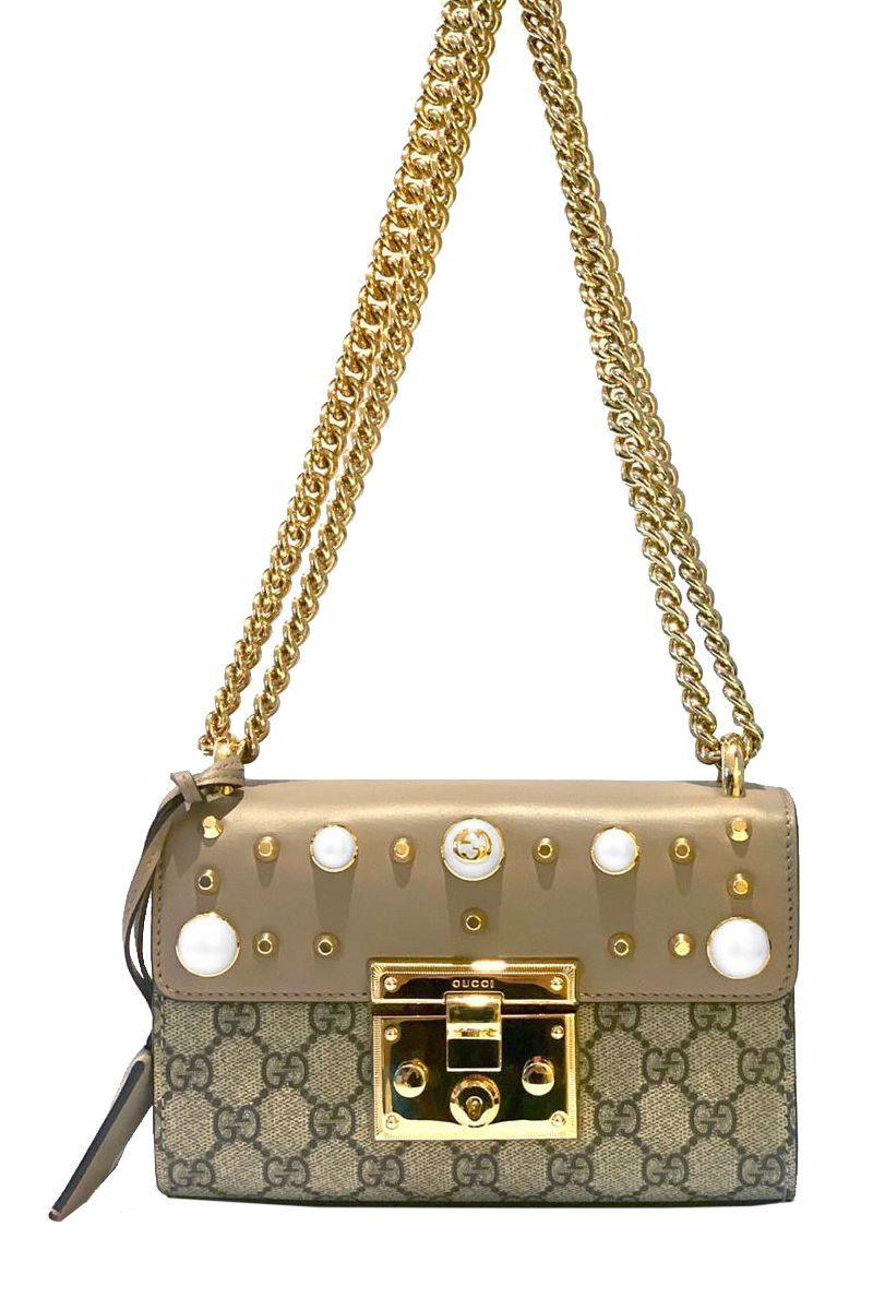 Padlock studded leather shoulder bag deals