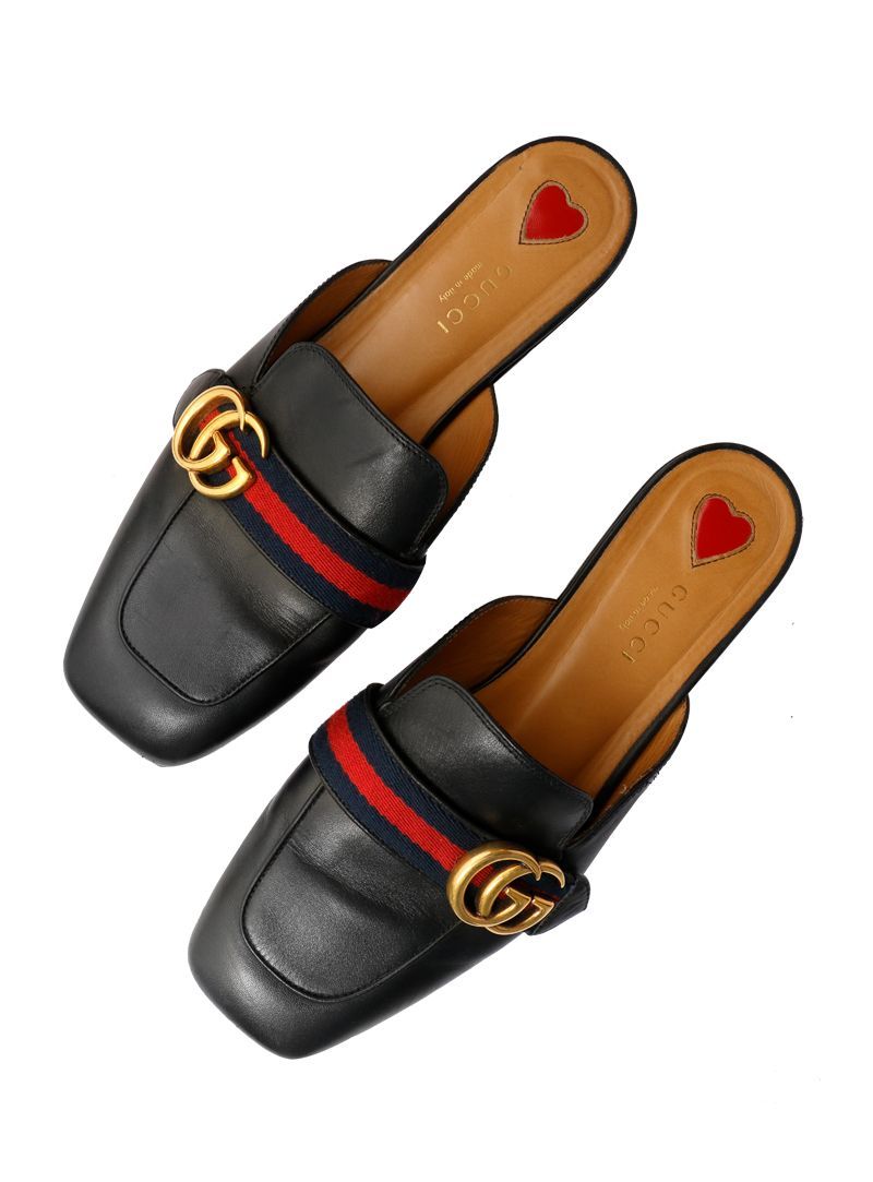 Gucci black peyton slippers top