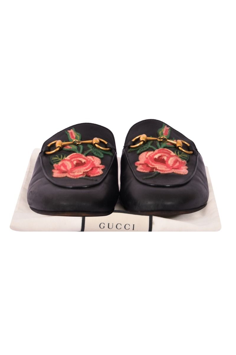 Gucci Princetown Floral Black Mules