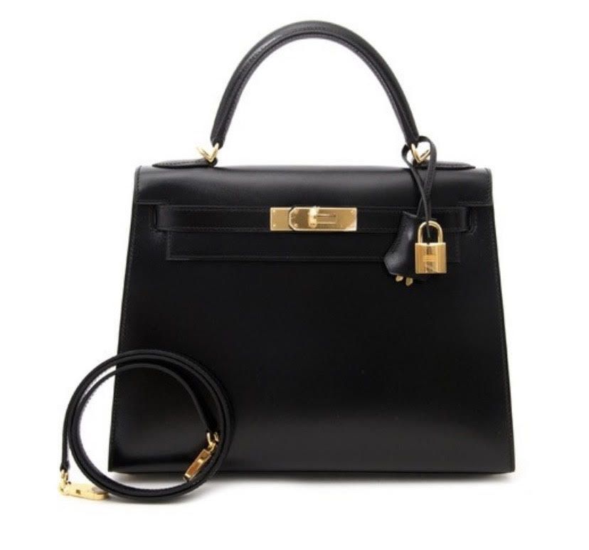 Hermes Black Lambskin Gold Hardware Kelly Sellier 28