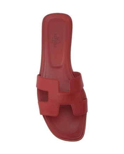 Hermes Burgundy Oran Slippers