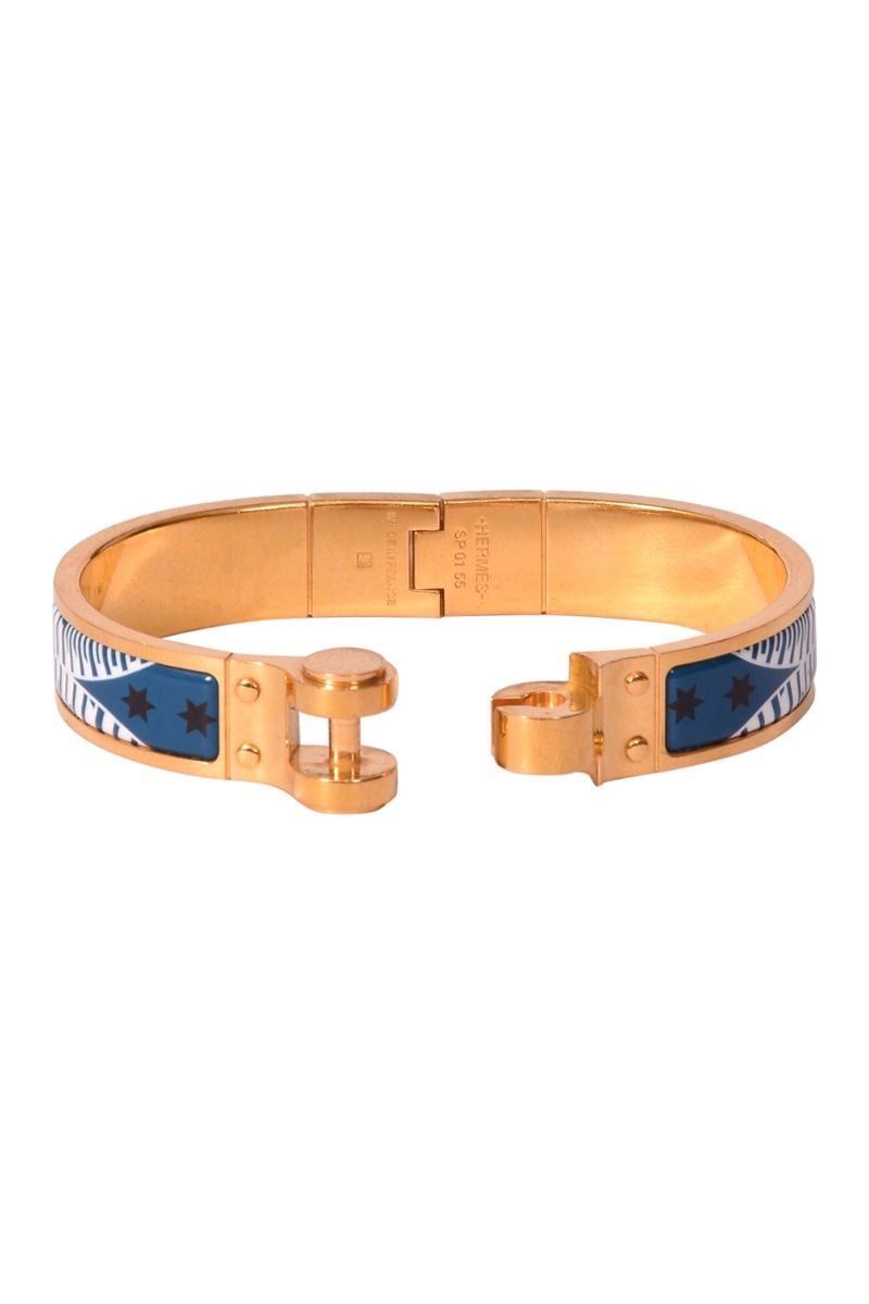 Hermes Bangle Bracelet Email Metal/Enamel Gold/Black/Multicolor Women's |  Chairish