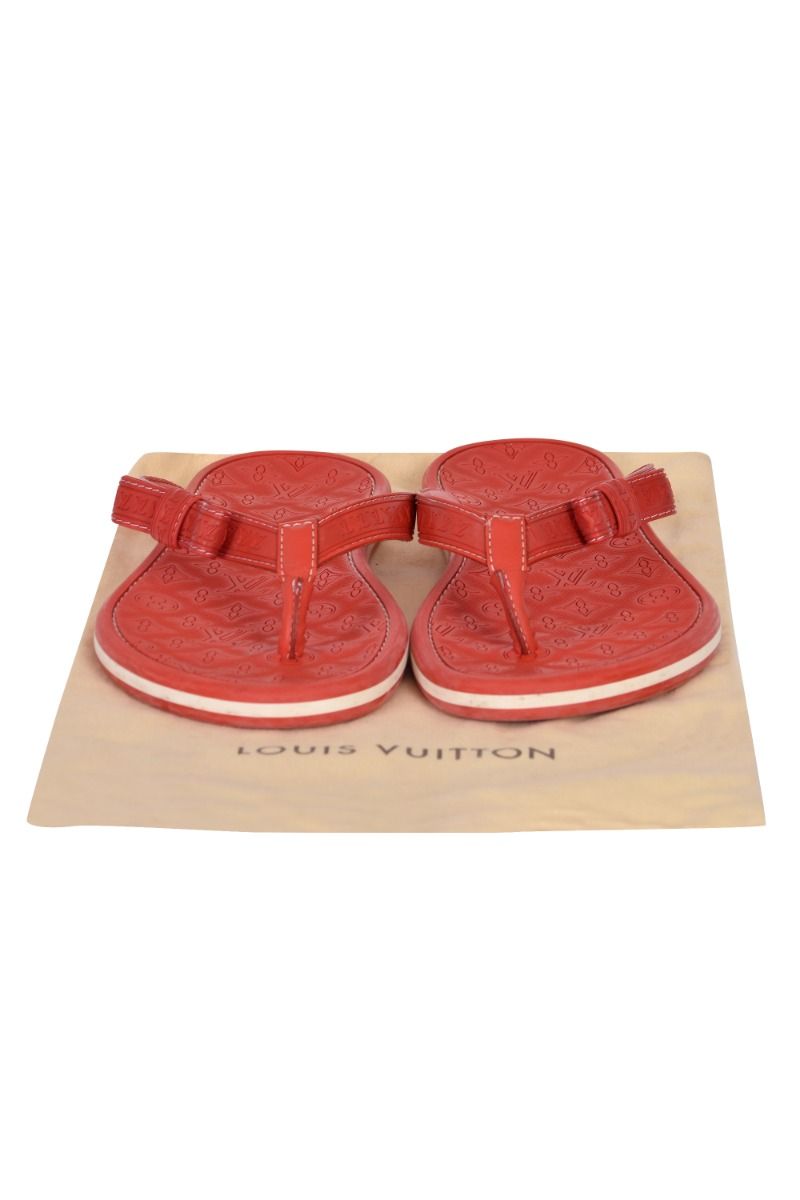 Louis vuitton red bottom flip flops online