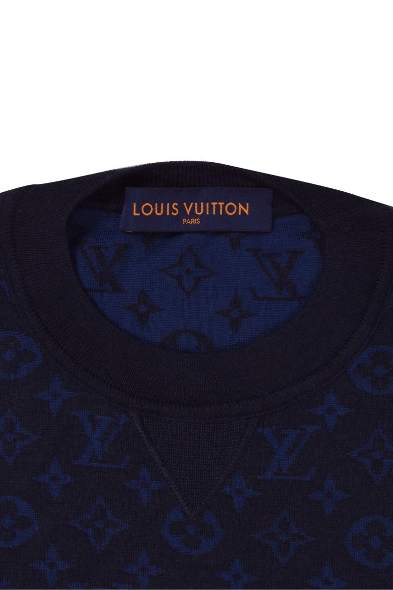 LOUIS VUITTON LV Damier Crewneck Long Sleeve Sweater For Men Grey 1A46