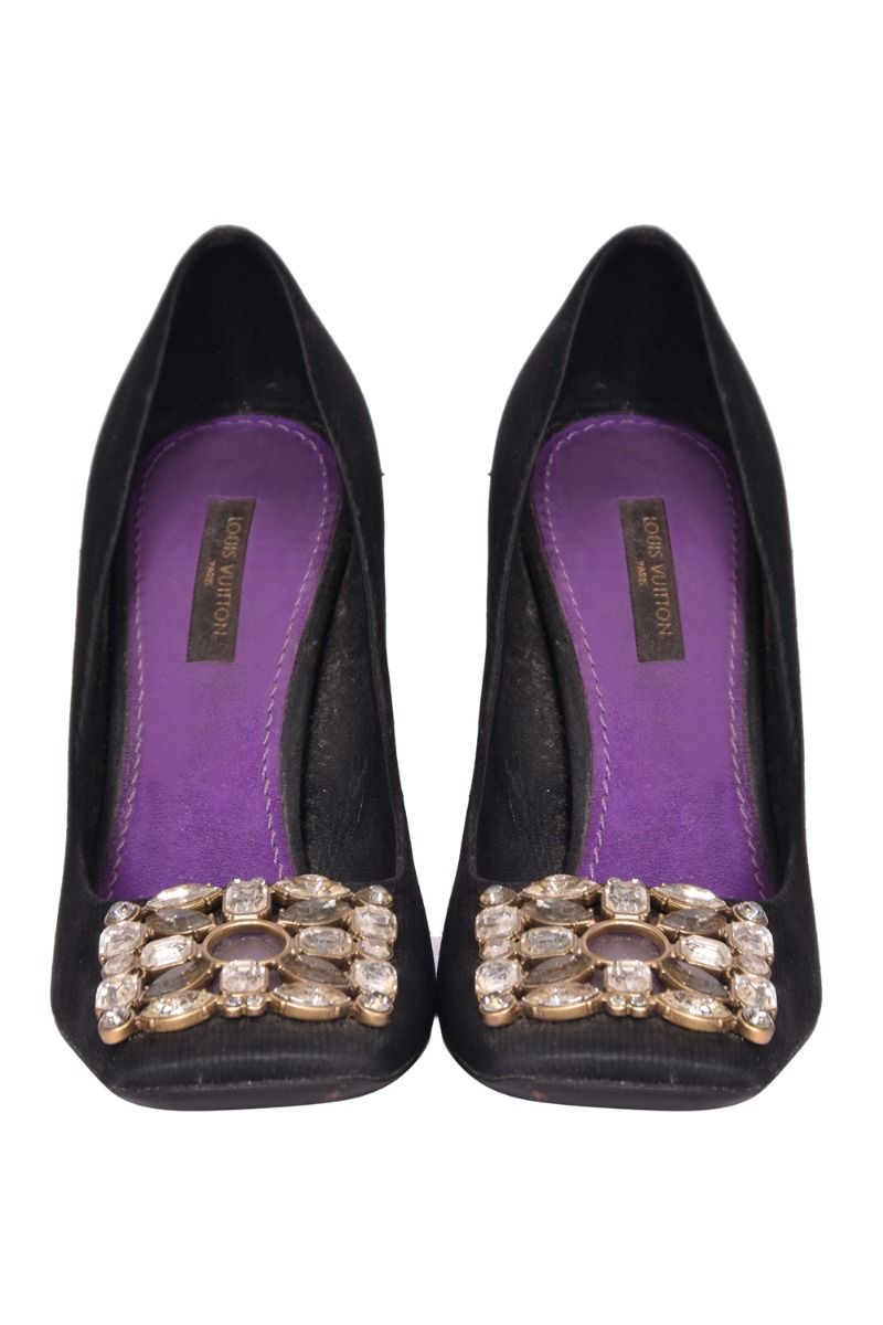 Louis Vuitton Satin Crystal Studded Heels