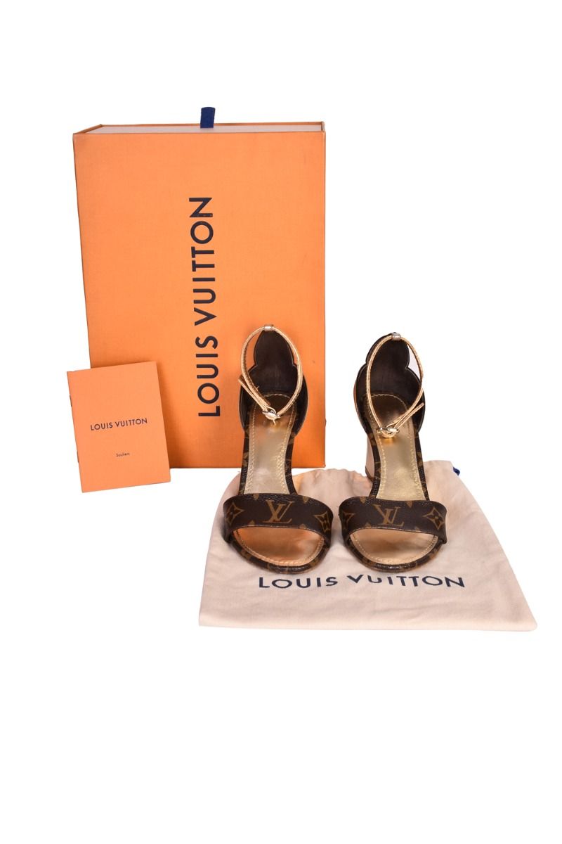 LOUIS VUITTON SUNSHINE MONOGRAM WEDGES SANDALS