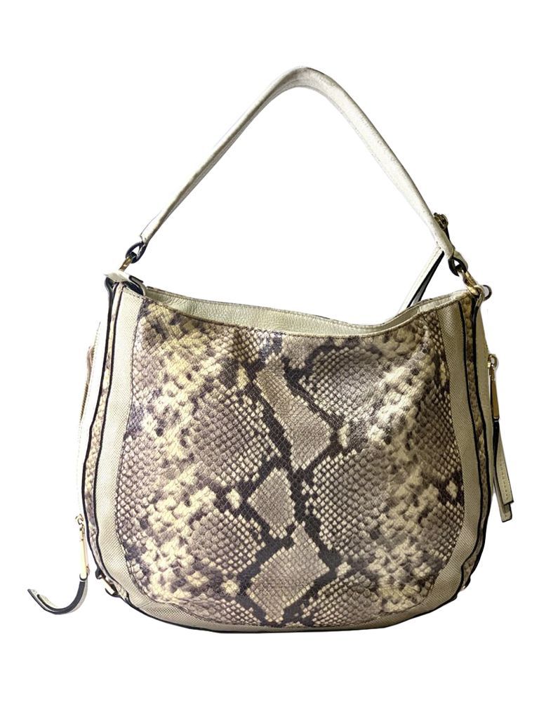 Michael Kors Beverly Python Embossed Leather Satchel Bag