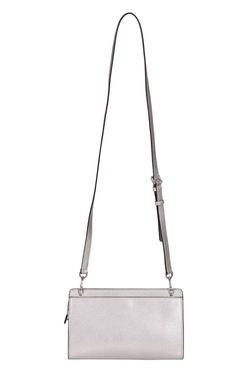 MICHAEL KORS black leather shoulder bag silver purse | eBay