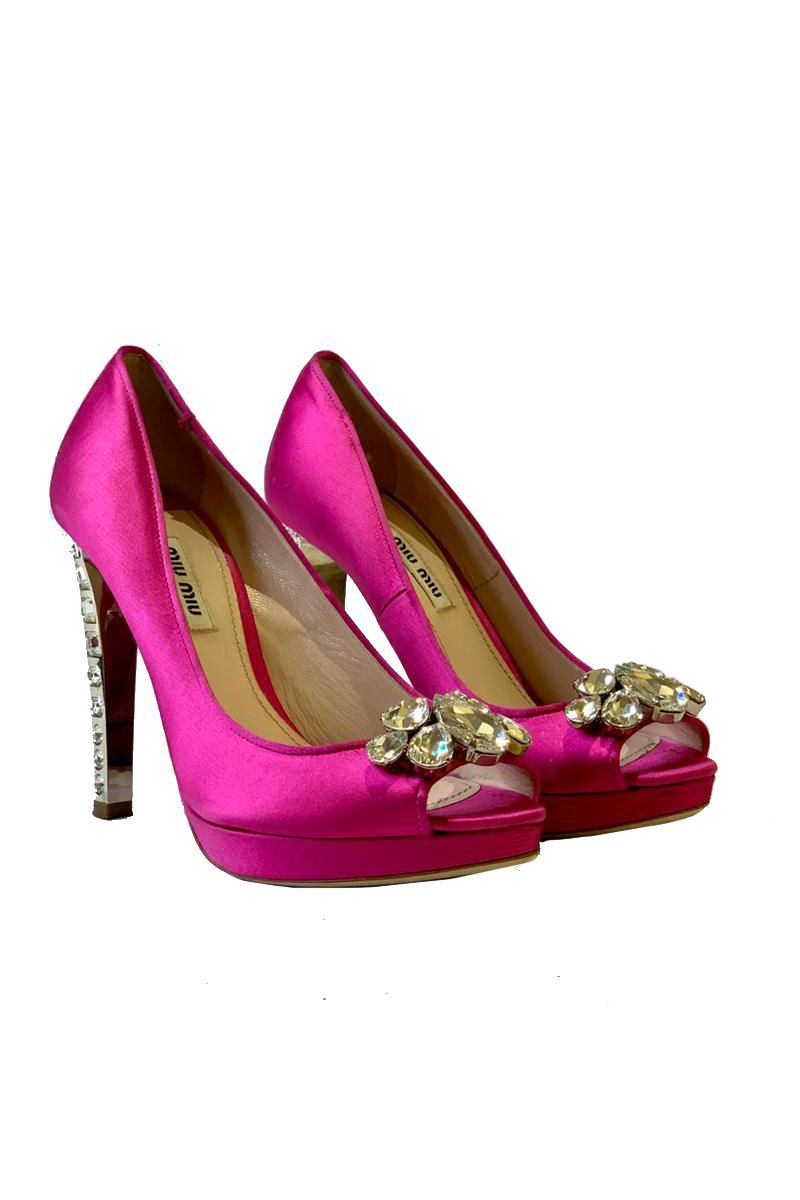 Miu Miu Satin Jewel Pumps