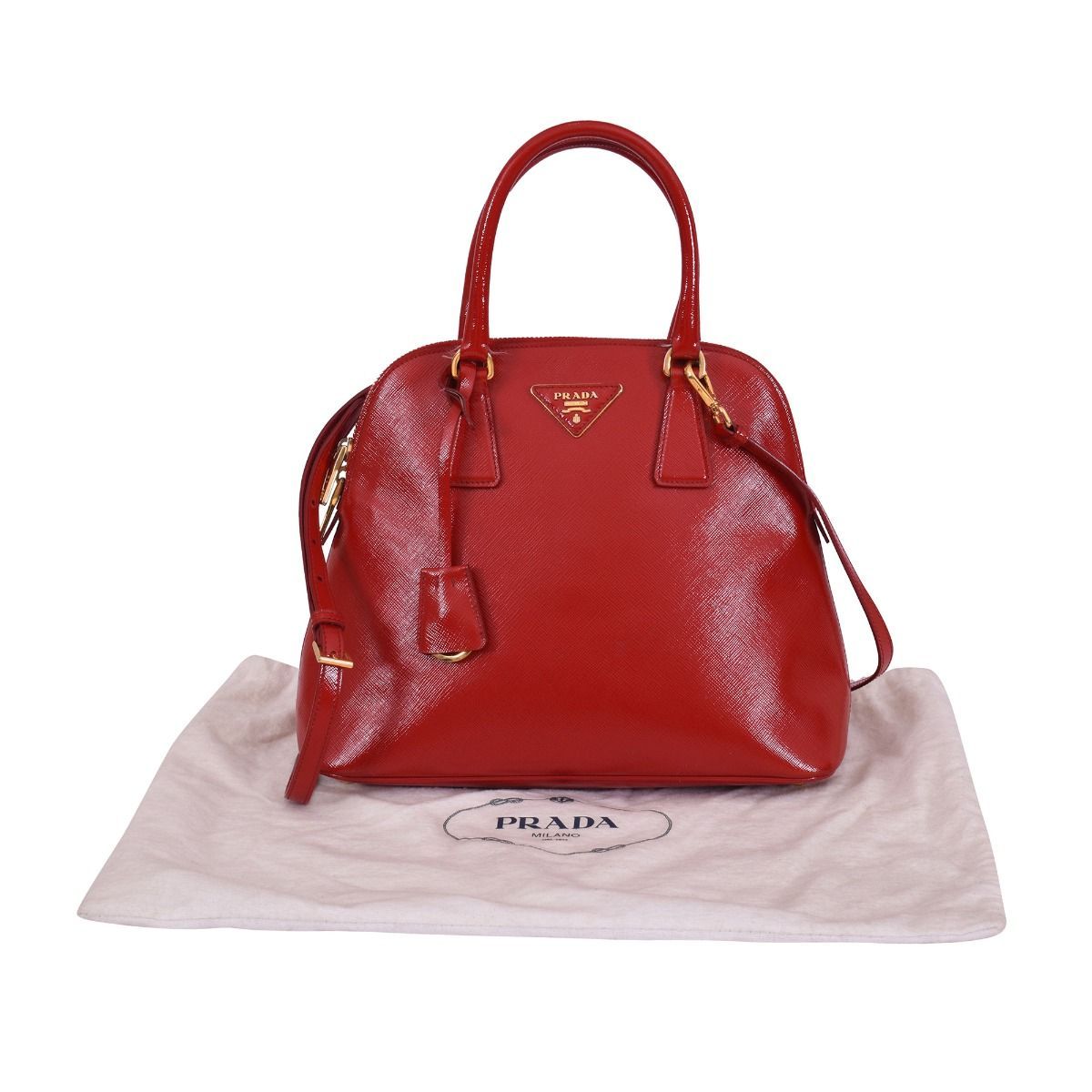 Prada Saffiano Red Promenade Bag