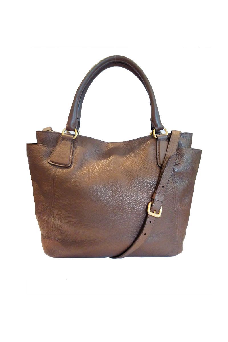 Prada | Bags | Authentic Brown Leather Prada Tote Handbag | Poshmark