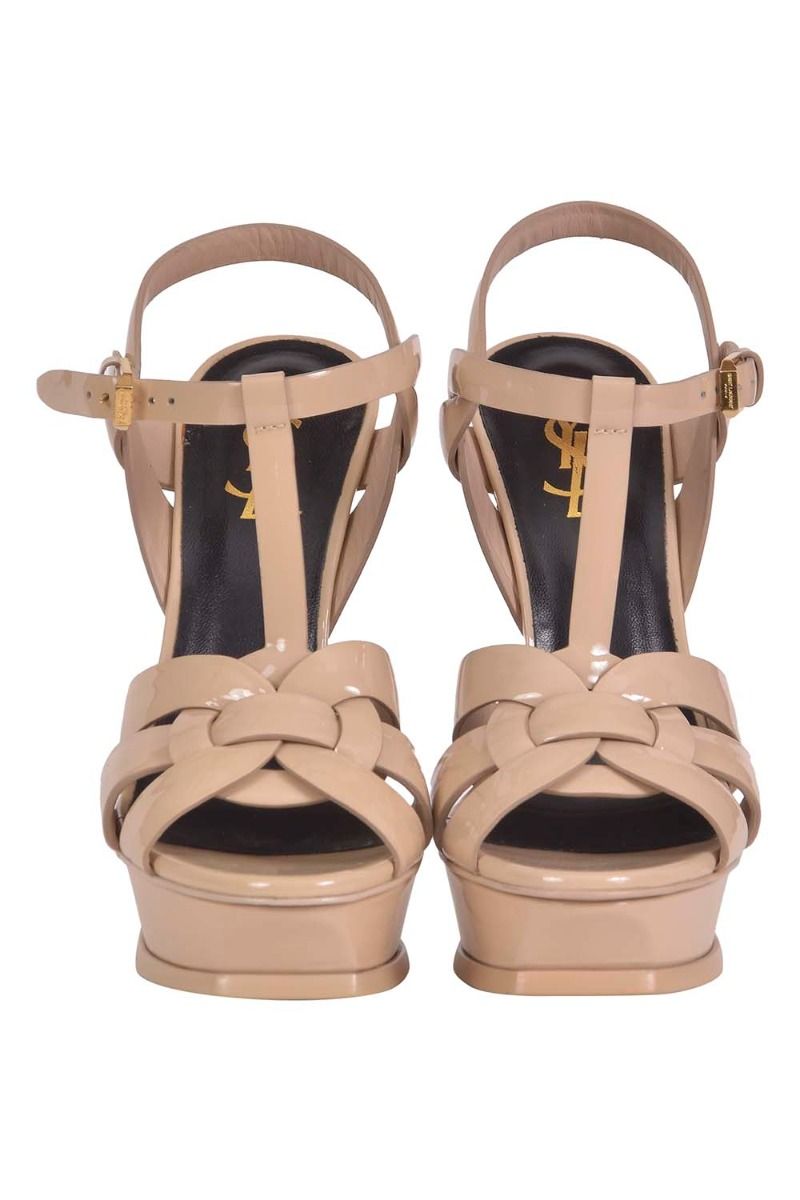 Saint Laurent  Tribute Dark Beige Platform Sandal 75mm