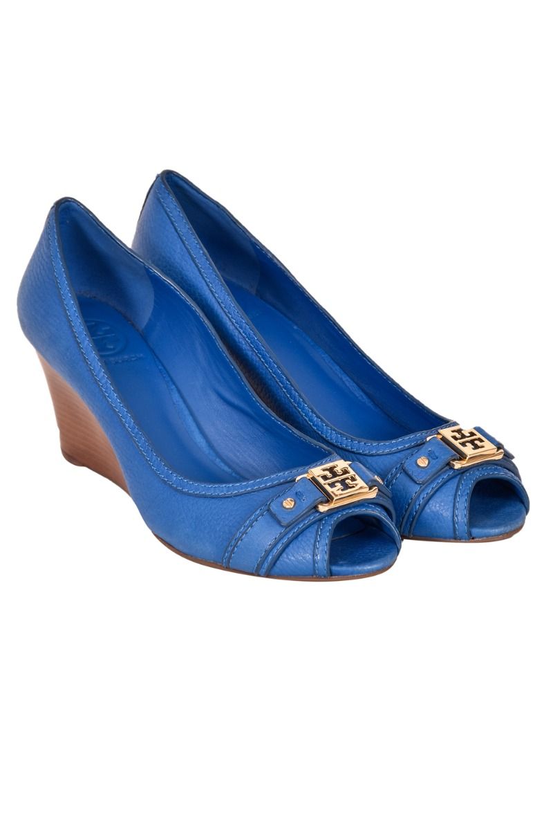 Tory burch open toe wedge sale heels