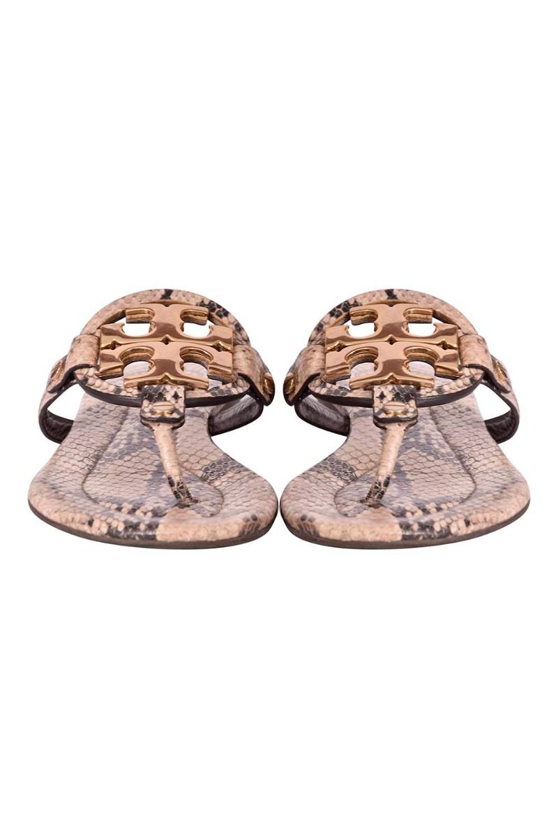 Tory Burch Miller Snake Print Logo Thong Sandals