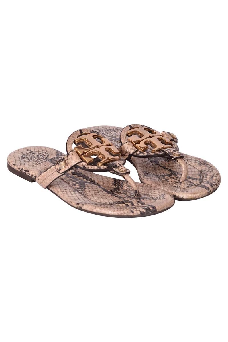 Tory Burch Miller Snake Print Logo Thong Sandals