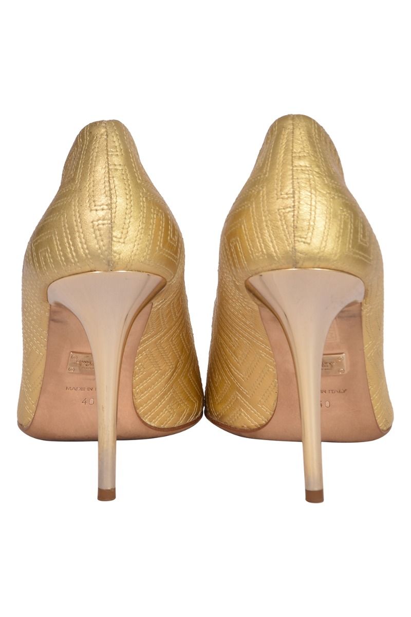 Versace Gold Quilted Leather Pointed Toe Heels